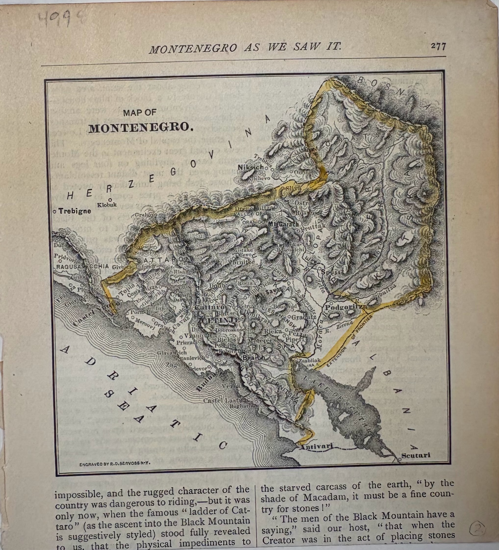 Map of Montenegro (From 'Montenegro As We Saw It')